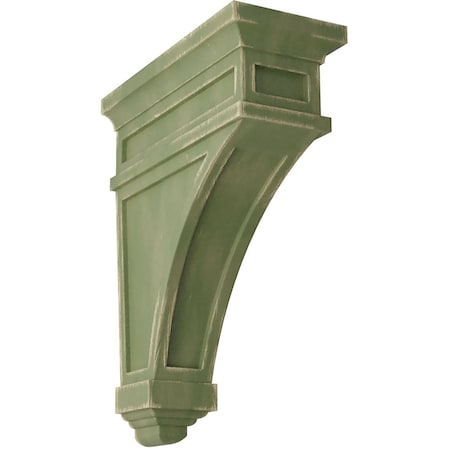 Ekena Millwork 4 1/2"W x 10"D x 13 3/4"H Arlington Wood Vintage Decor Corbel, Restoration Green CORWD04X10X13ARGR